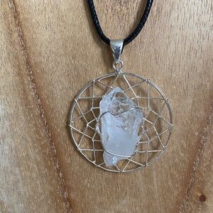 White Quartz Dreamcatcher Necklace – Spiritual Protection